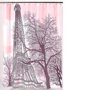 Carnation Home Fashions Eiffel Tower Fabric Shower Curtain 72"L x 70"W